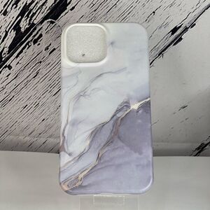 Marble Look iPhone Case-13 Pro Max-Gray with Silver